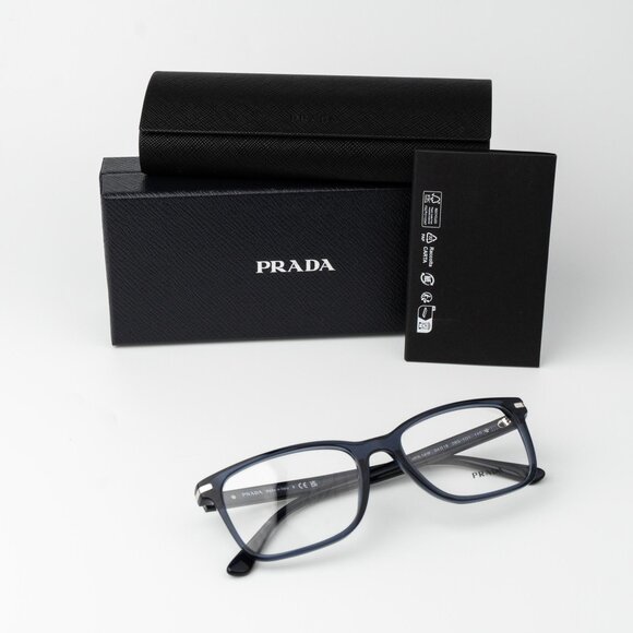 Prada Men Eyeglasses Blue Crystal Square Unisex PR14WV 08Q1O1 BRAND NEW - Picture 9 of 10